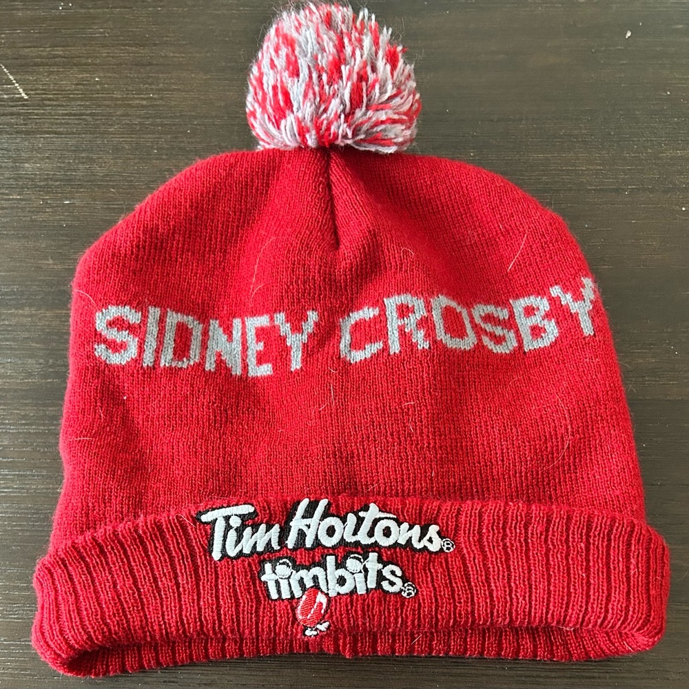 Tim Hortons timbits hockey Sidney Crosby Red Kids Beanie with Pom-Pom